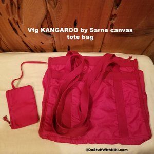 Vtg Kangaroo by Sarne canvas tote bag Red